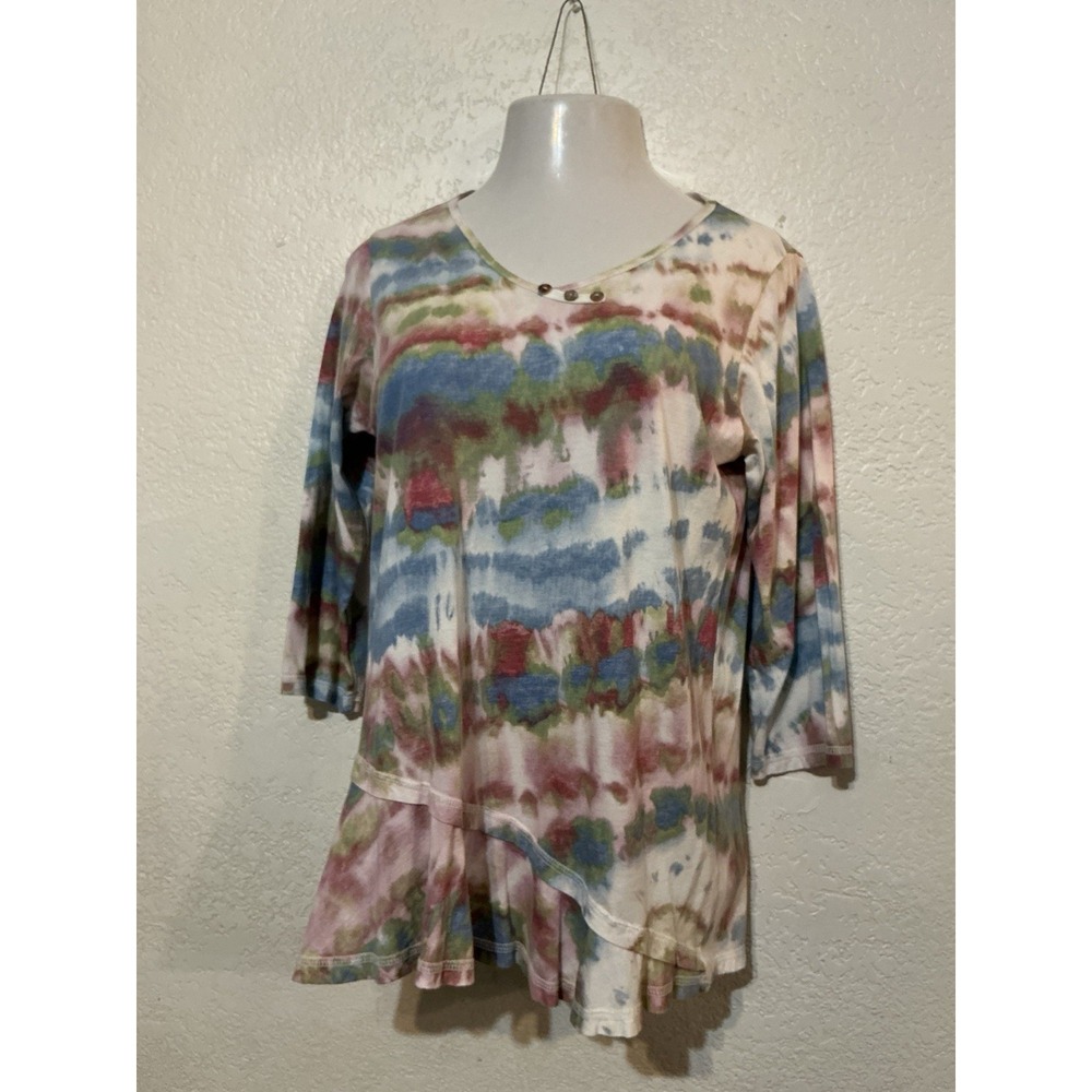 CMC Color Me Cotton Women L Tie Dye Cotton Tunic Long Top Vintage Made In USA